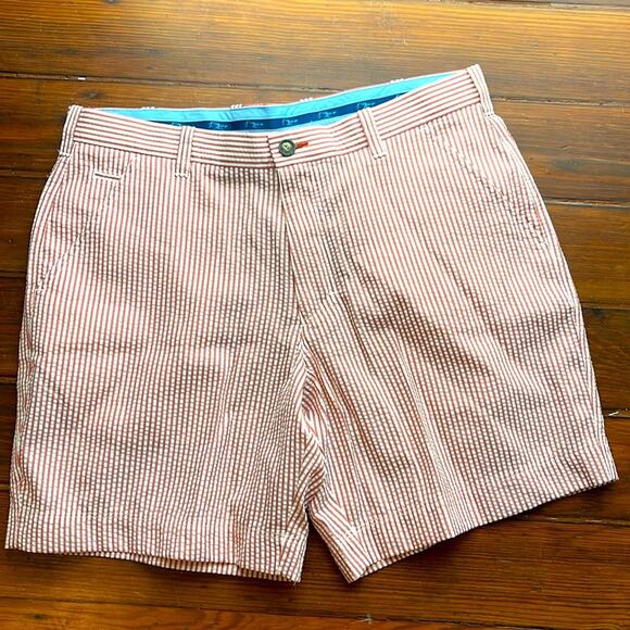True Flies Life Off The Chart seersucker striped textured flat front shorts 36 - Picture 1 of 7
